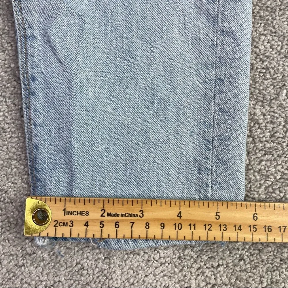 American Eagle Mom Jeans Women's 0 Blue Tapered High Rise Light Wish Torn